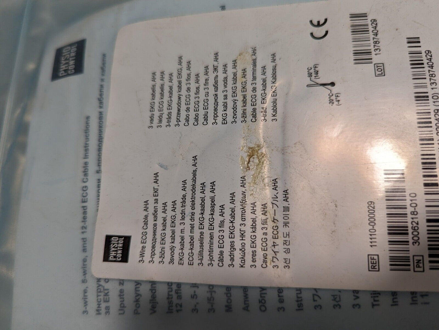 Medtronic Physio Control 3006218-010 3-Wire ECG Cable, AHA