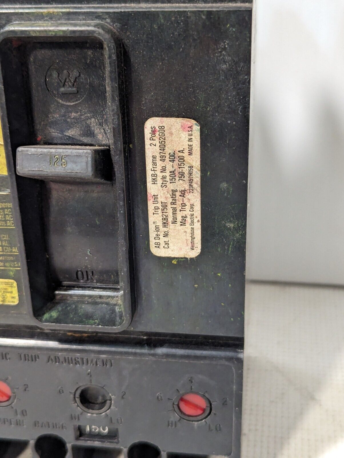 Westinghouse JB2125W Molded Case Circuit Breaker 125A, 600vac \ 250vdc, 2-Pole