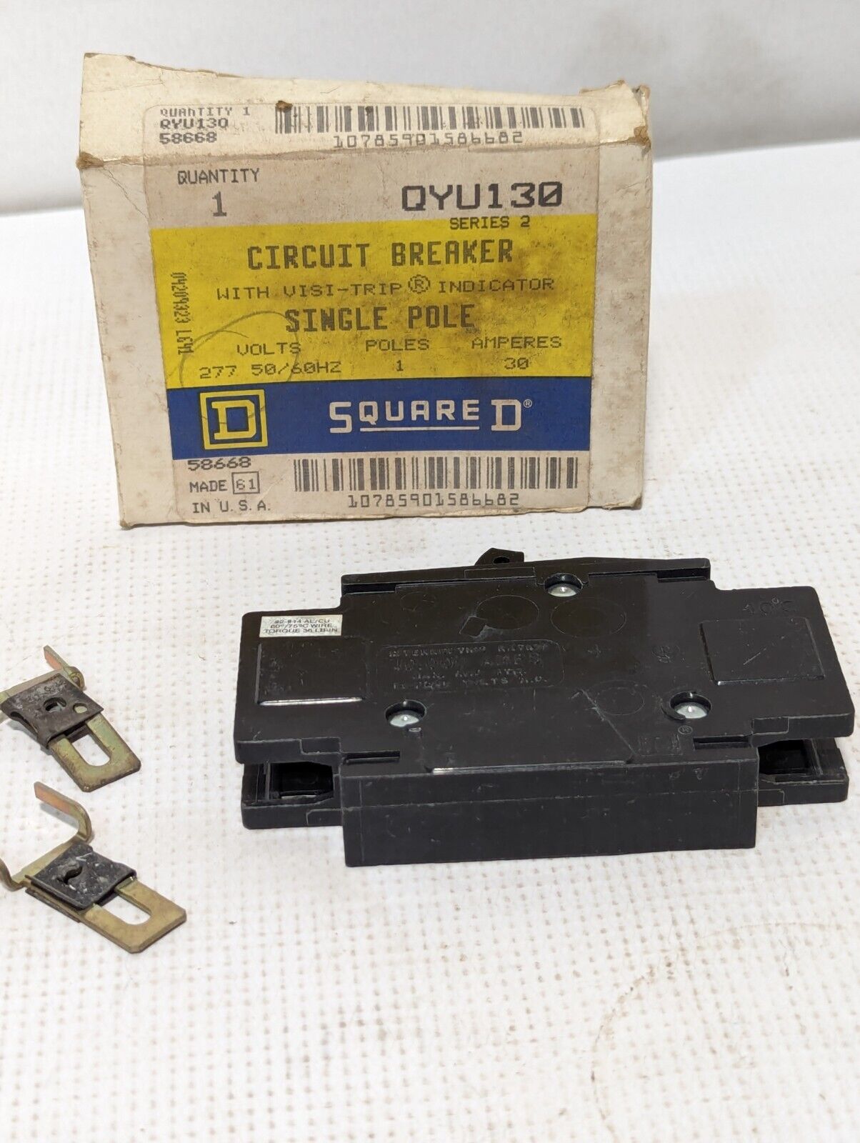 Square D QYU130 Thermal Magnetic Mini Circuit Breaker, 30A, 277v, 1-Pole