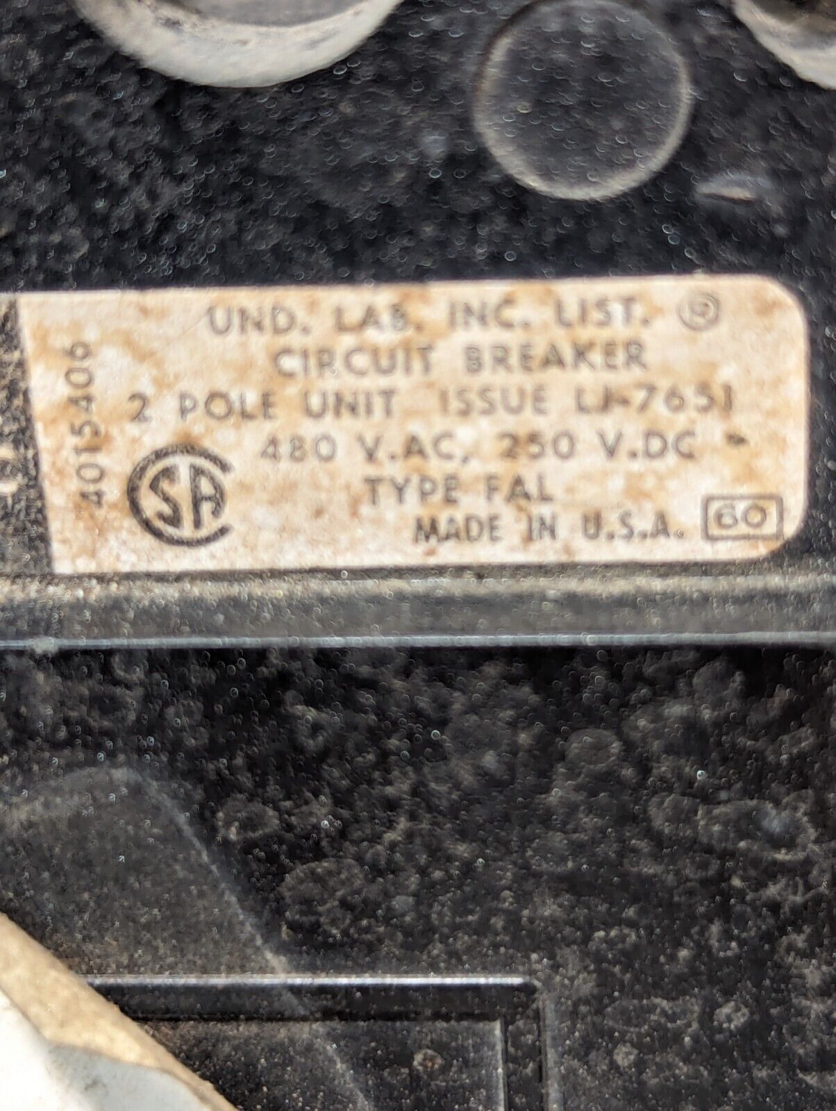 Square D FAL24015 Molded Case Circuit Breaker, 15A, 480vac/250vdc, 2-Pole