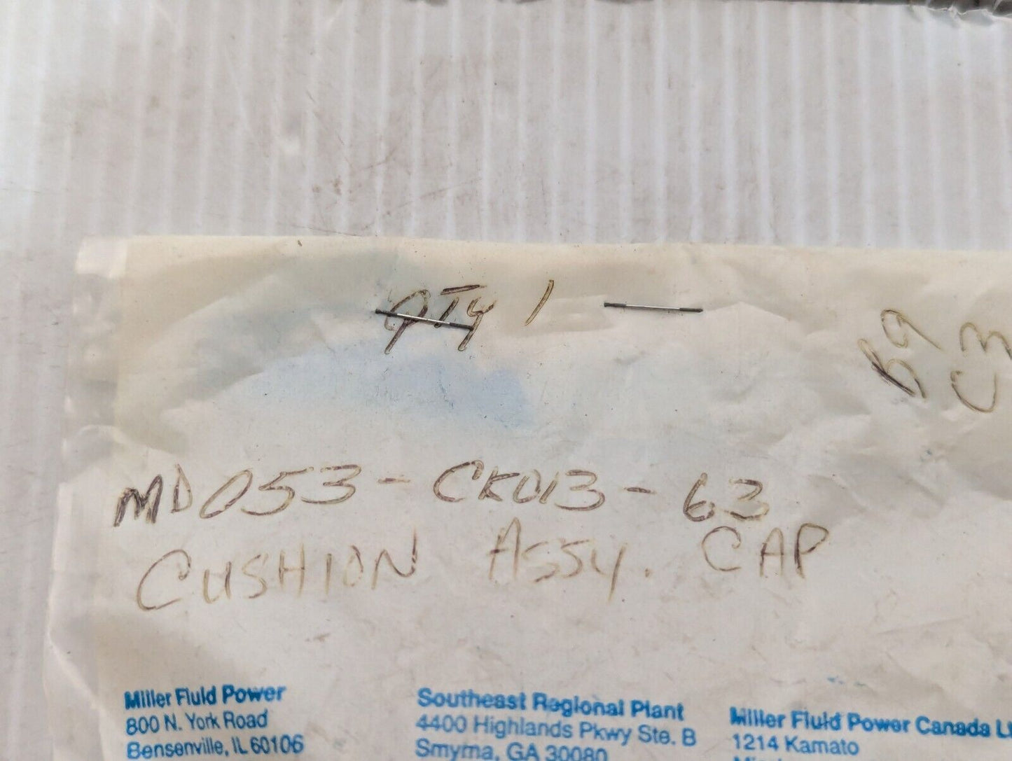 Miller 053-CK013-63 Cap End Cushion Seal Kit - Free Shipping