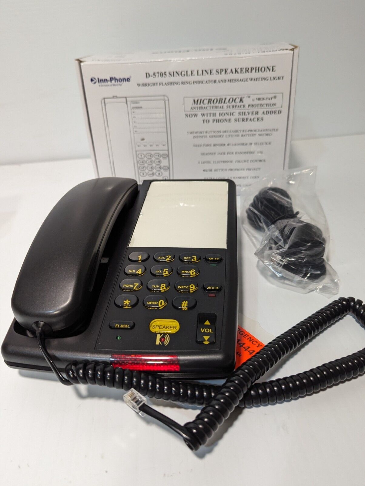 Med-Pat Inn-Phone D-5705 Single Line Speakerphone, black - Free Shipping