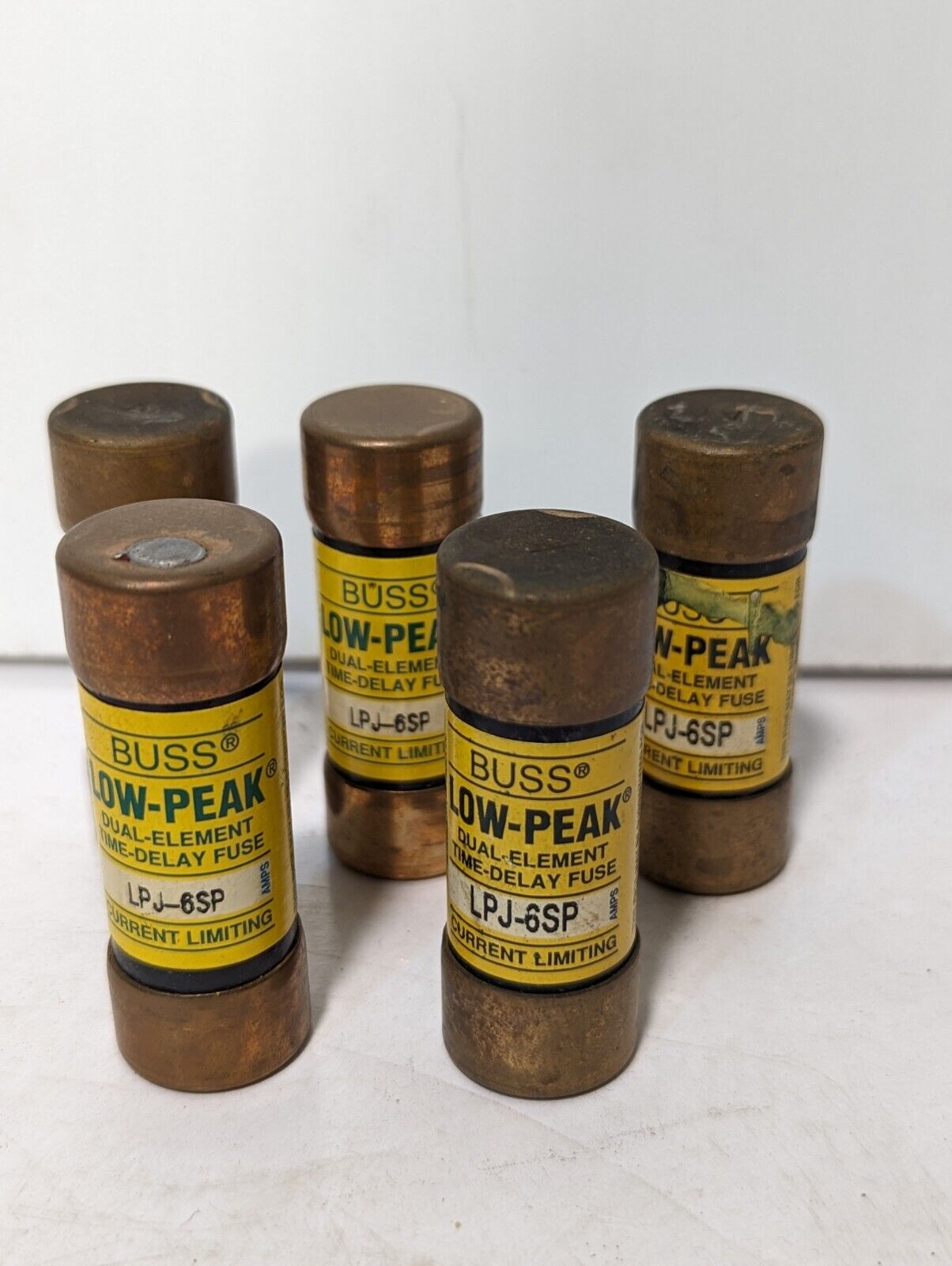 Lot of 5 Bussmann LPJ-6SP fuses, 6A, low peak