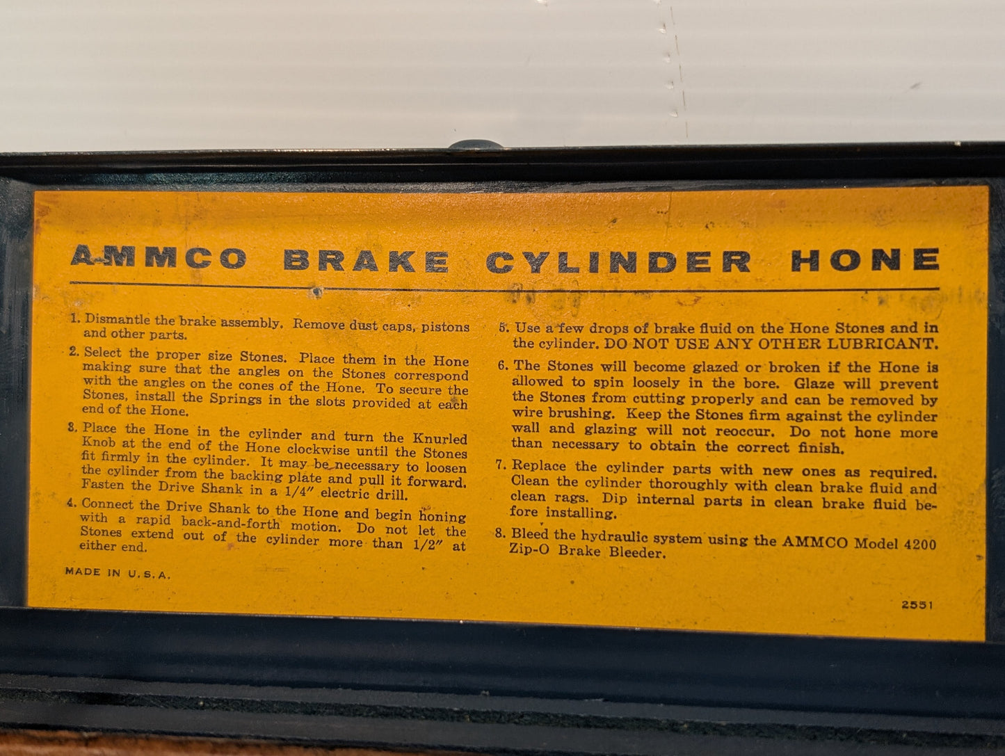 Vintage 7 piece Ammco Brake Cylinder Hone Kit, 350 Head, Metal Box