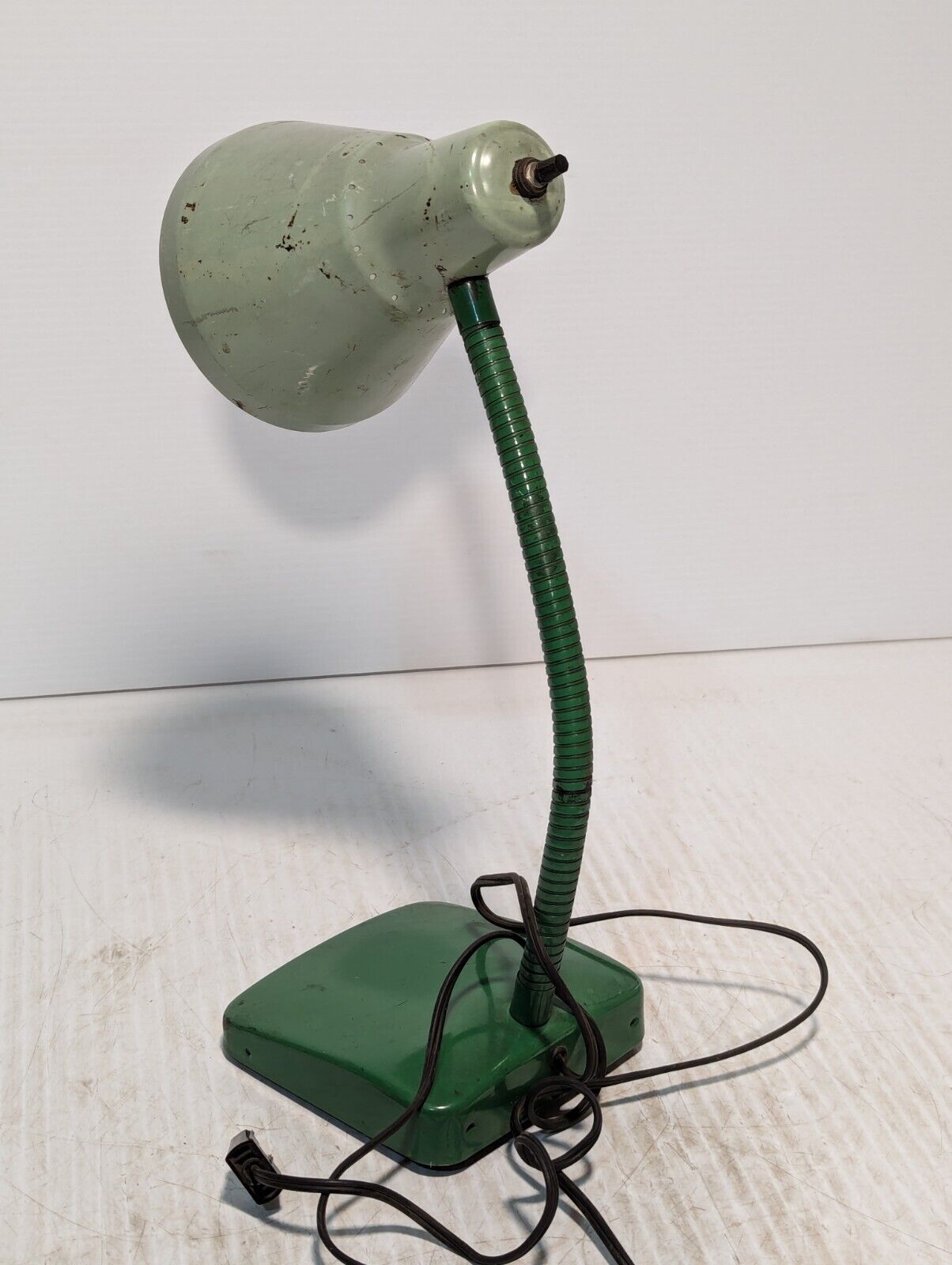 Vintage /DESK TABLE/ Gooseneck Lamp Metal Base, Glacial Green - Free Shipping