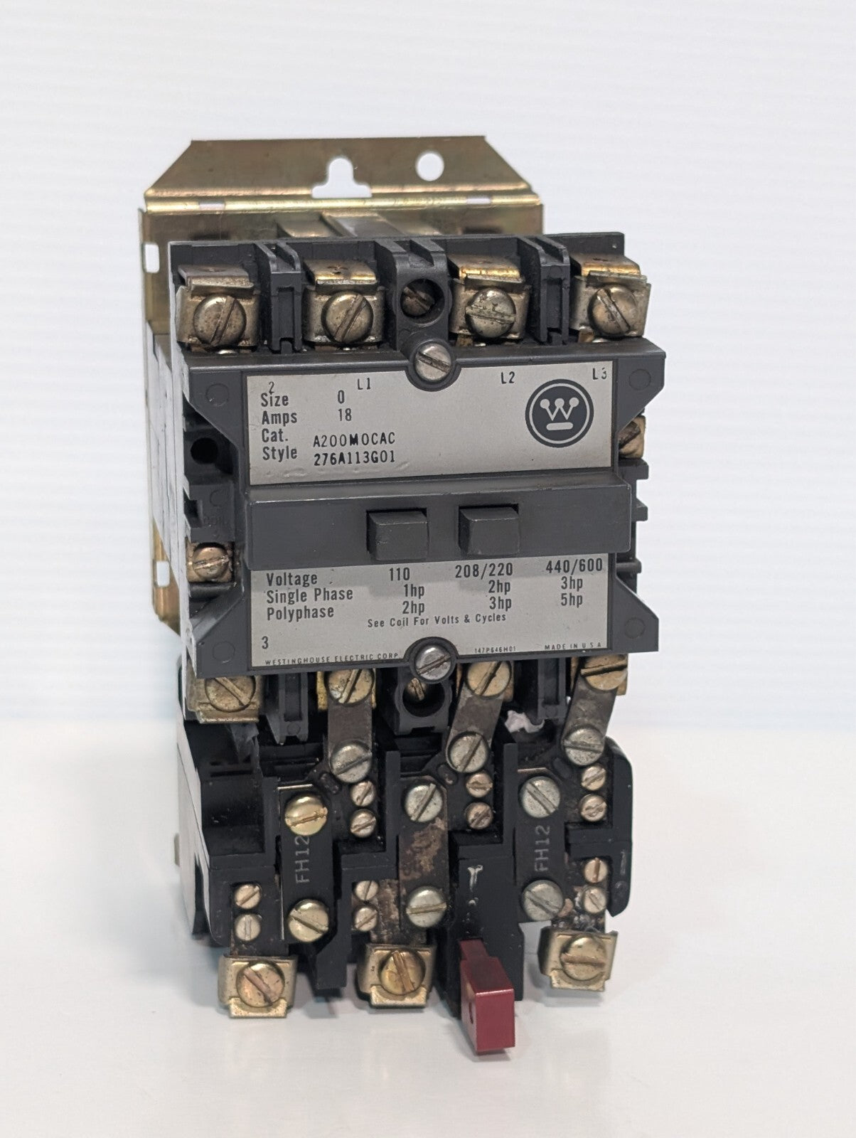 Westinghouse A200M0CAC Motor Starter, NEMA Size 0, Single or Polyphase, 3-Pole