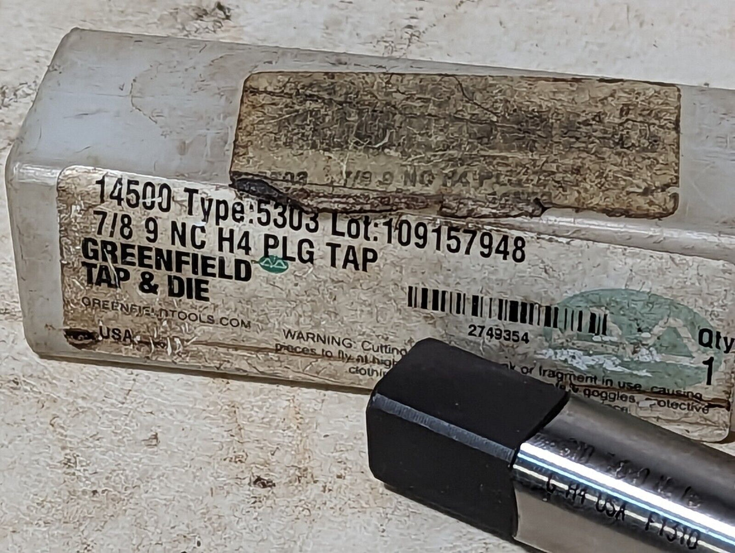 Greenfield 7/8-9 NC HS G H4 PLG tap, 14500, type 5303