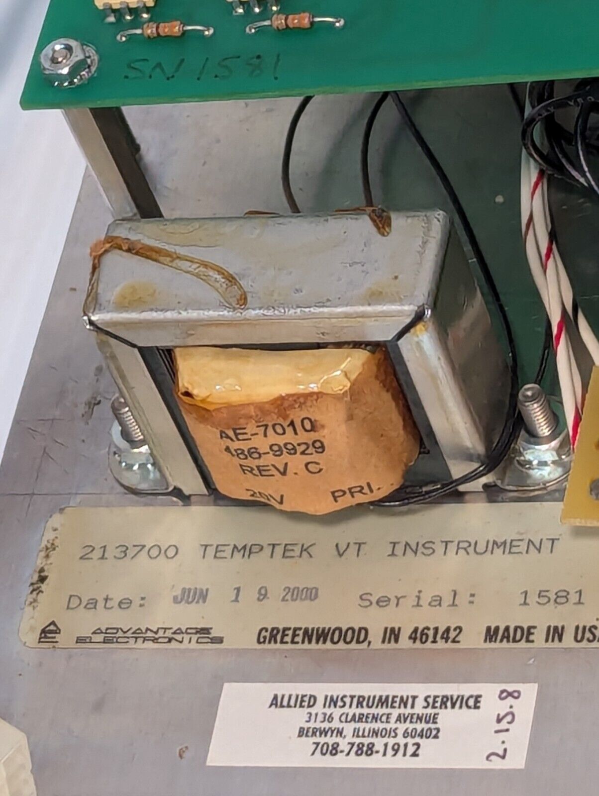 Advantage Electronics 213700 Temptek VT Instrument temperature control panel