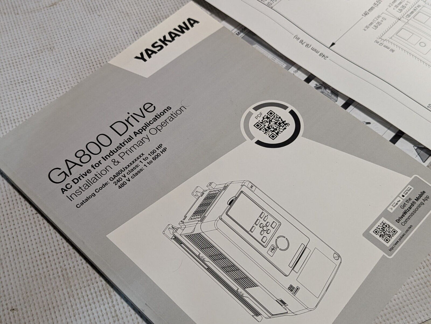Yaskawa GA80U2030ABM AC drive, GA800, 200-240V, 3 phase, 7.5kW output, for indus