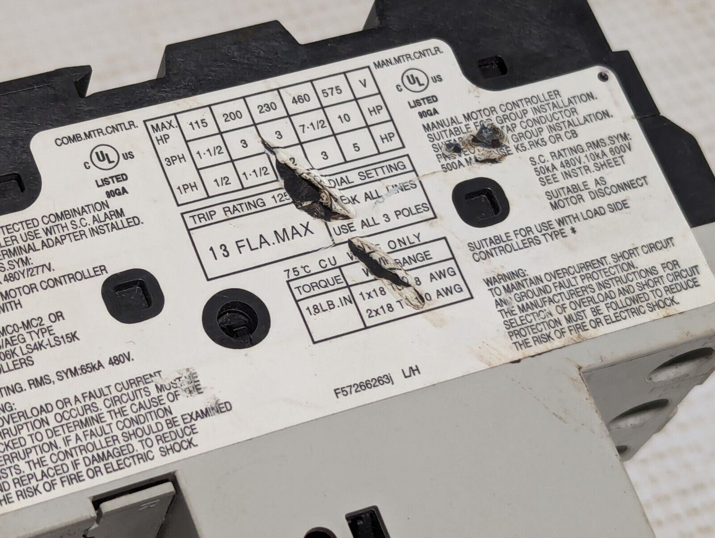 GE GPS1BHAL Manual Motor Starter Overload 9-13A - Free Shipping
