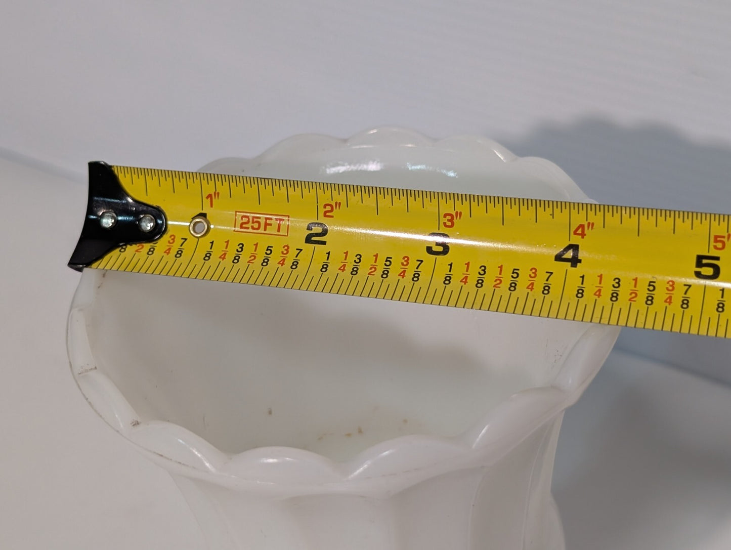 Vintage Hazel Atlas Milk Glass Grecian Style Pedestal Scalloped Compote Vase