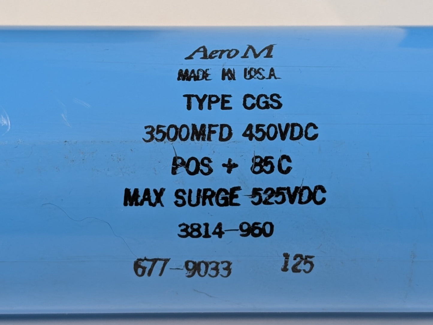 Aero M Capacitor CGS 3814-960 3814960 3500Mfd 450Vdc