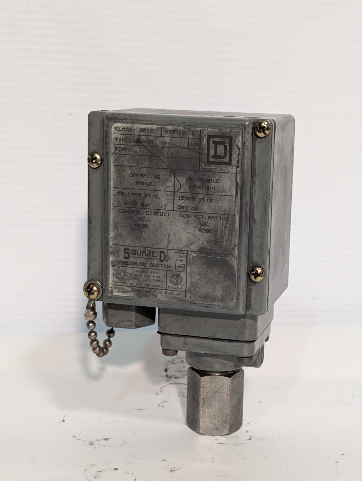 Square D 9012 GCW-21 Pressure Switch / Interrupter Series C 20-1000 psig