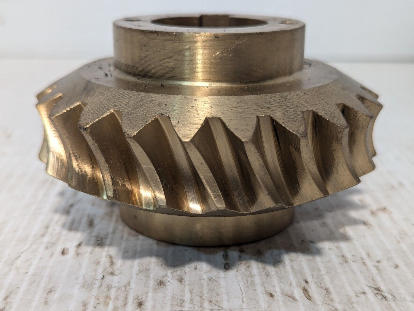23 Tooth Brass Worm Gear 4" Dia 1 3/8" Notched Bore 2 1/2" H - Free Shipping