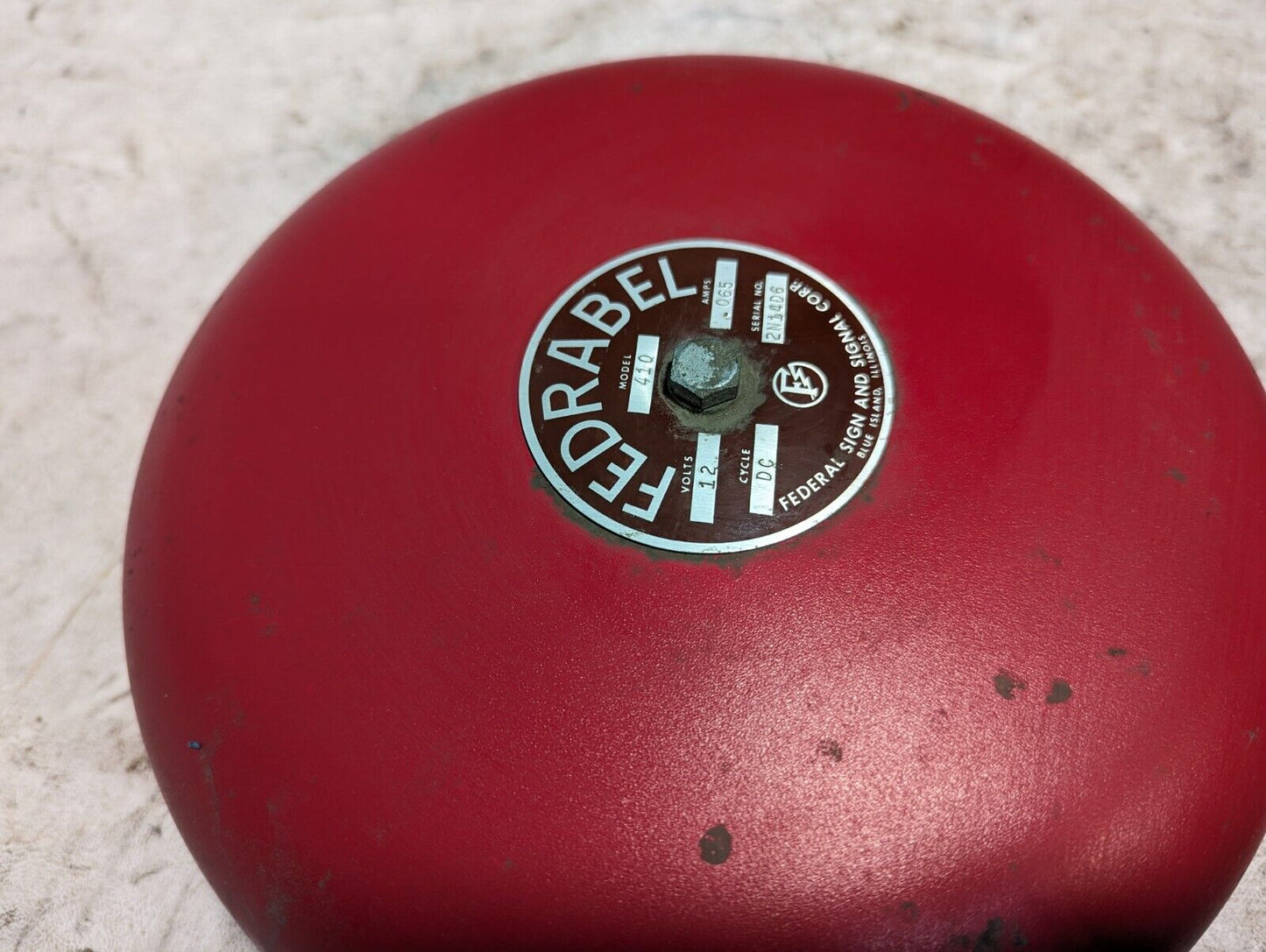 Federal Sign and Signal 410 Red Electric Siren, 12VDC, .065A