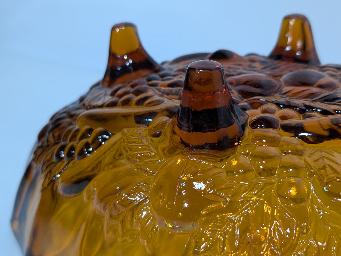 Vintage Antique Amber Gold Indiana Glass Scalloped Footed Fruit Bowl 12"