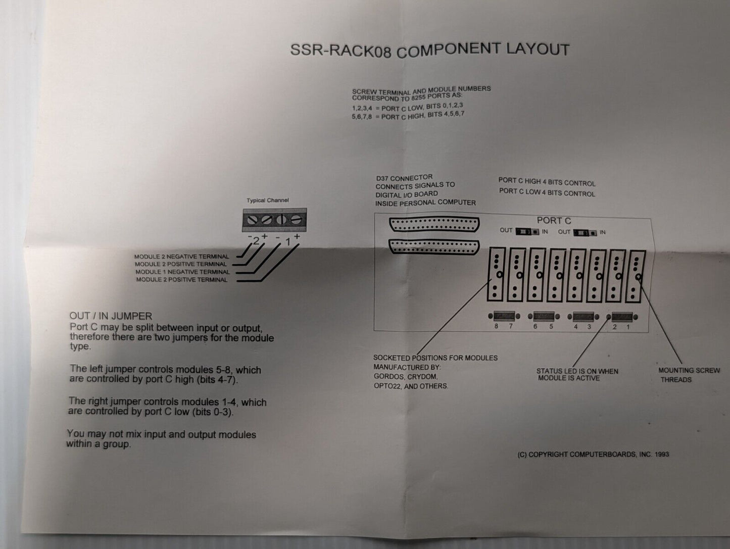 Unbranded Input\Output Circuit Board, SSR-RACK08, P1-0 SRV 1306 - Free Shipping