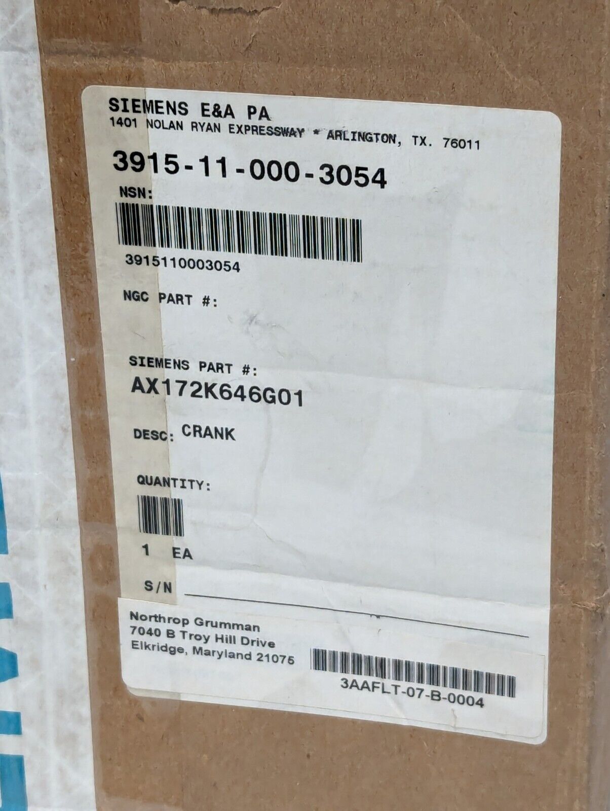 Siemens AX172K646G01 Crank - Free Shipping