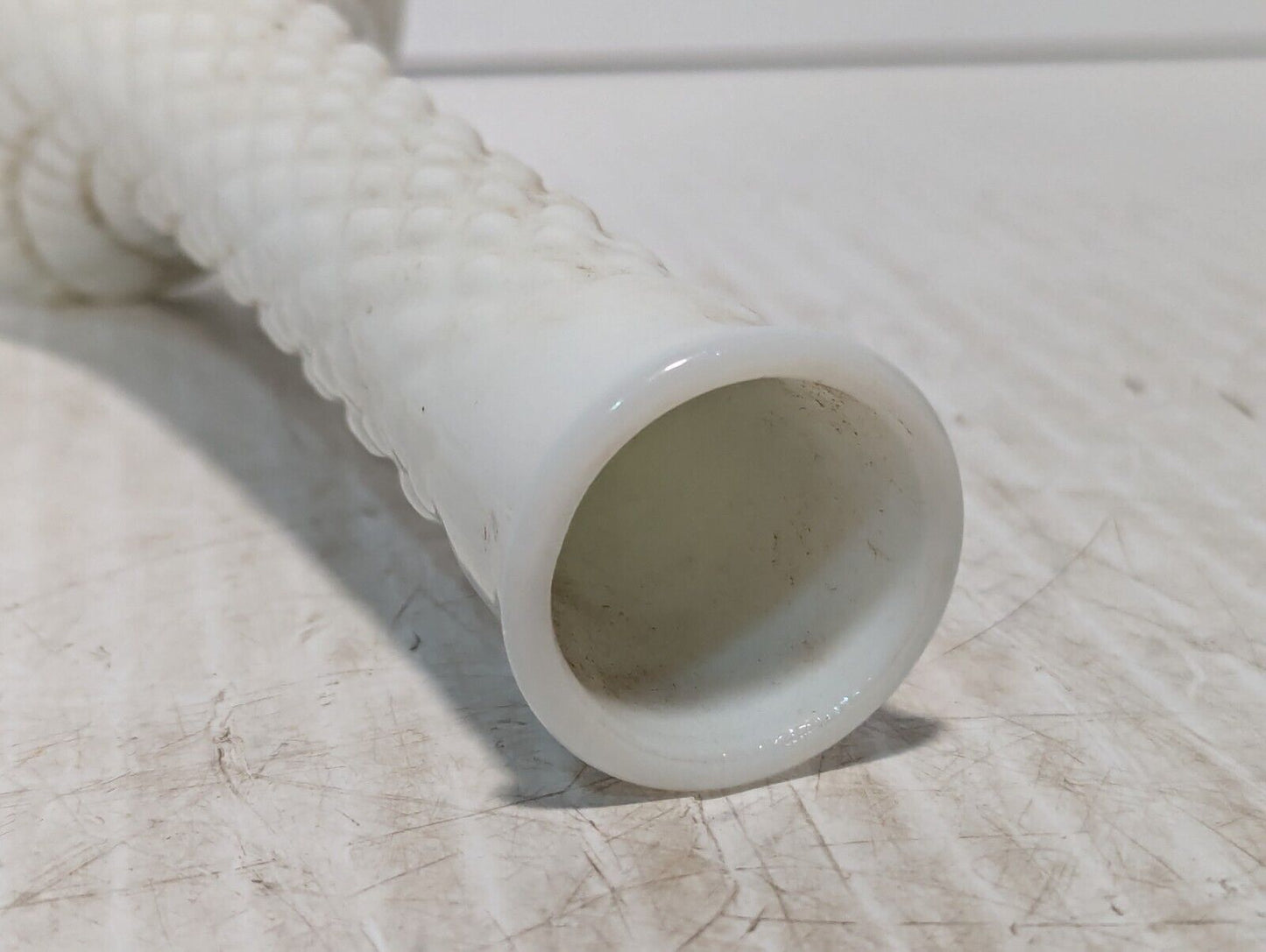 Antique White Milk Glass Bud Vase Quilted Diamond Pattern - Free Shipping