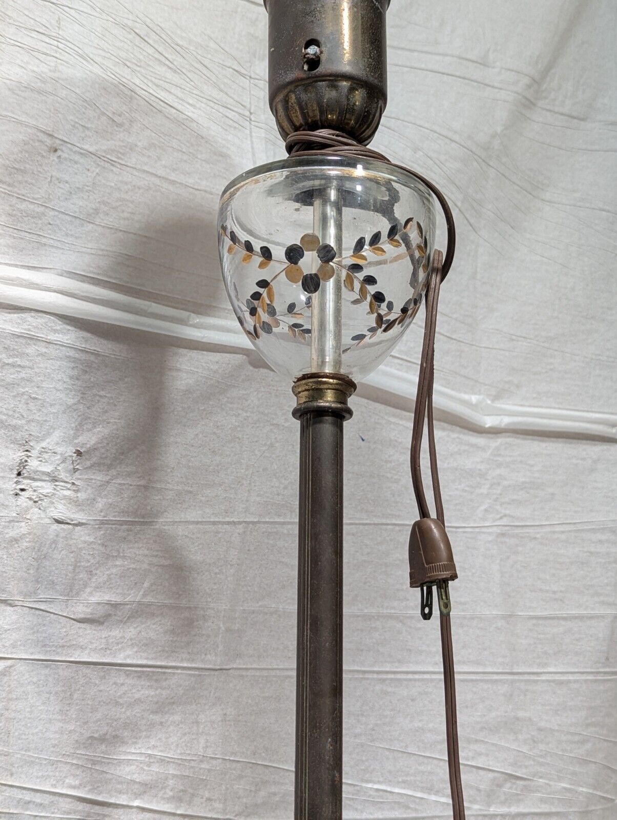 Vintage Mid-Century Milk Glass Floor Lamp 58" Tall