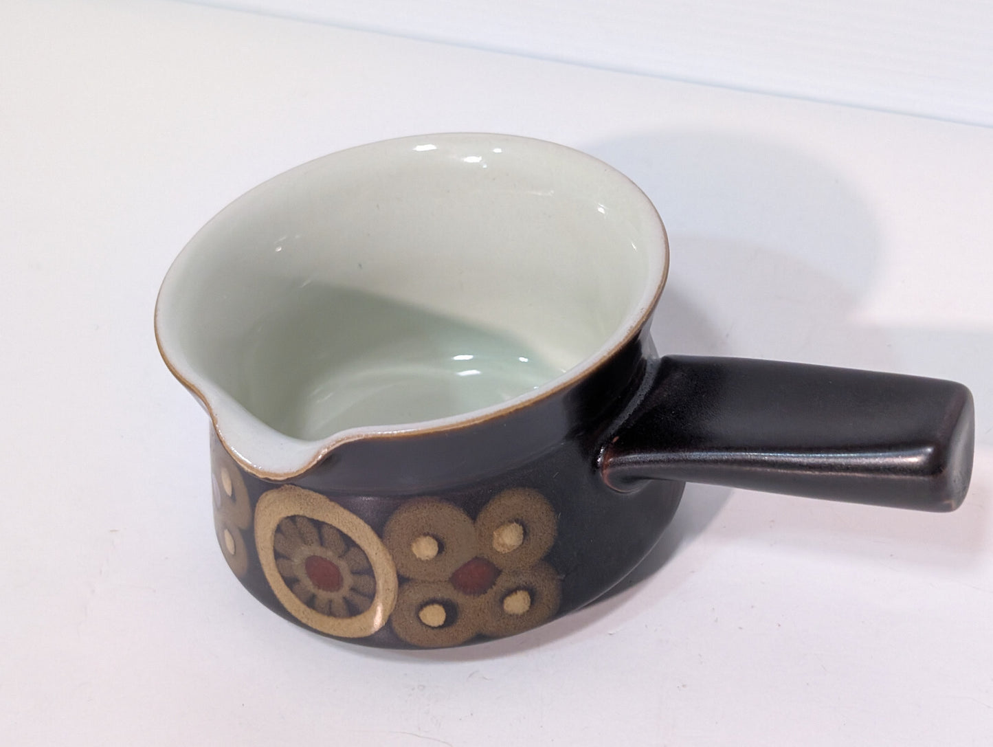 Vintage 60s Denby Arabesque Stonewear Cheese Pot Sauce Gravy Boat Tea Crock Dish