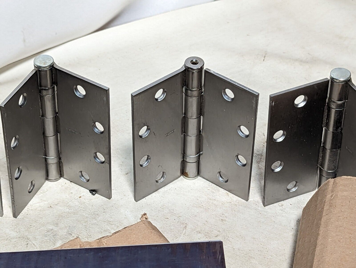 Lot of 7 Stanley FBB179 butt hinges, 4 holes per leaf, 1.75 in door leaf wd, 180