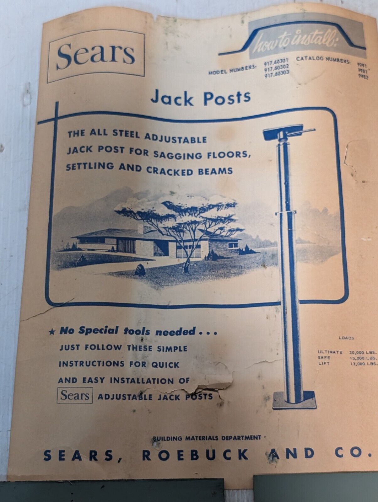 Sears Adjustable Floor Jack Post - Free Shipping+Returns