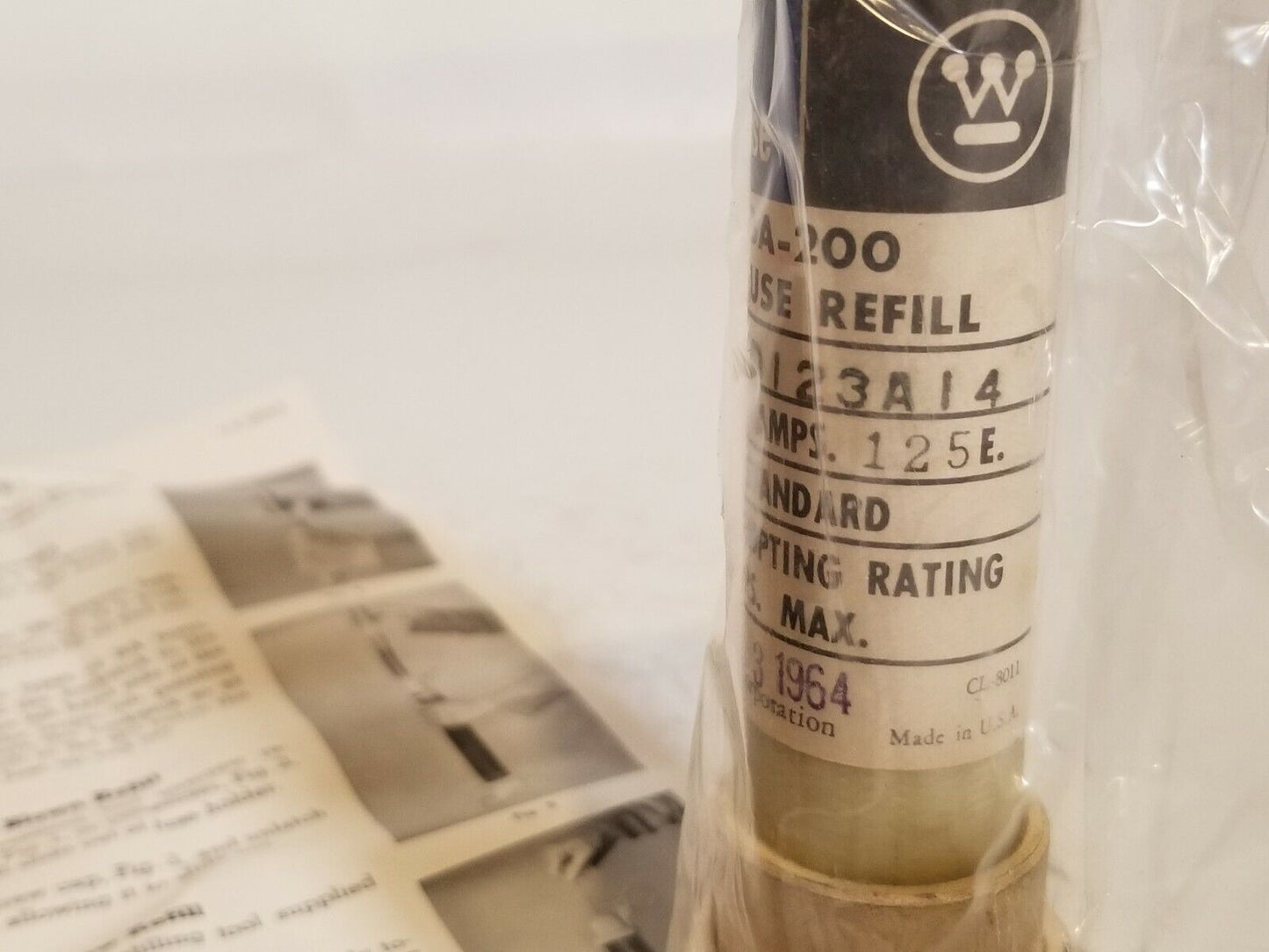 Westinghouse BA-200 117D123A14 125E Boric Acid Power Fuse Refill, New OldStock