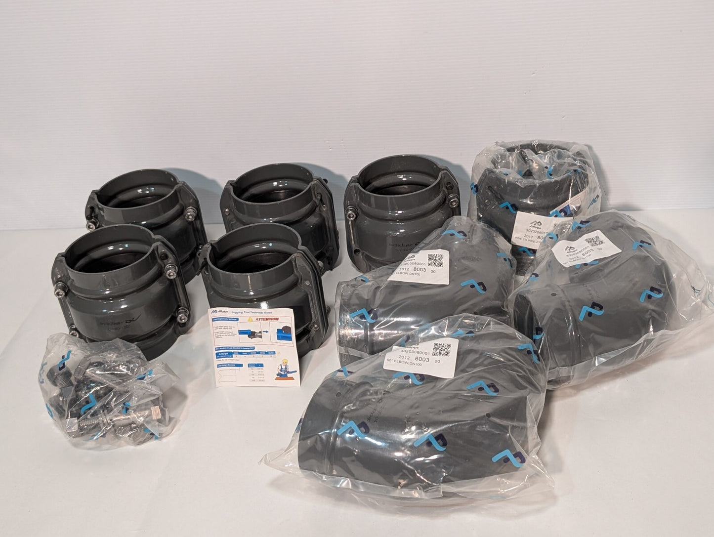 Airpipe 30203080001 Equal 90 Elbow - With Two Union Connectors 30202080108, 4"