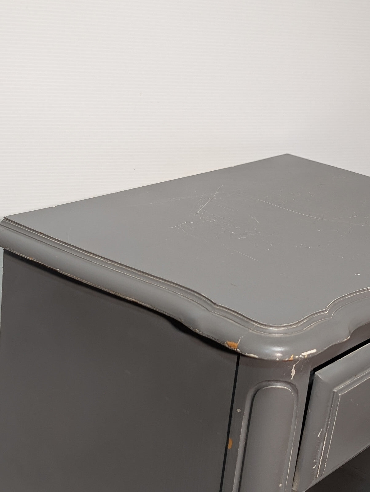 Vintage Country Cottage French Provencial Shabby Chic Night Stand Gray Cabinet