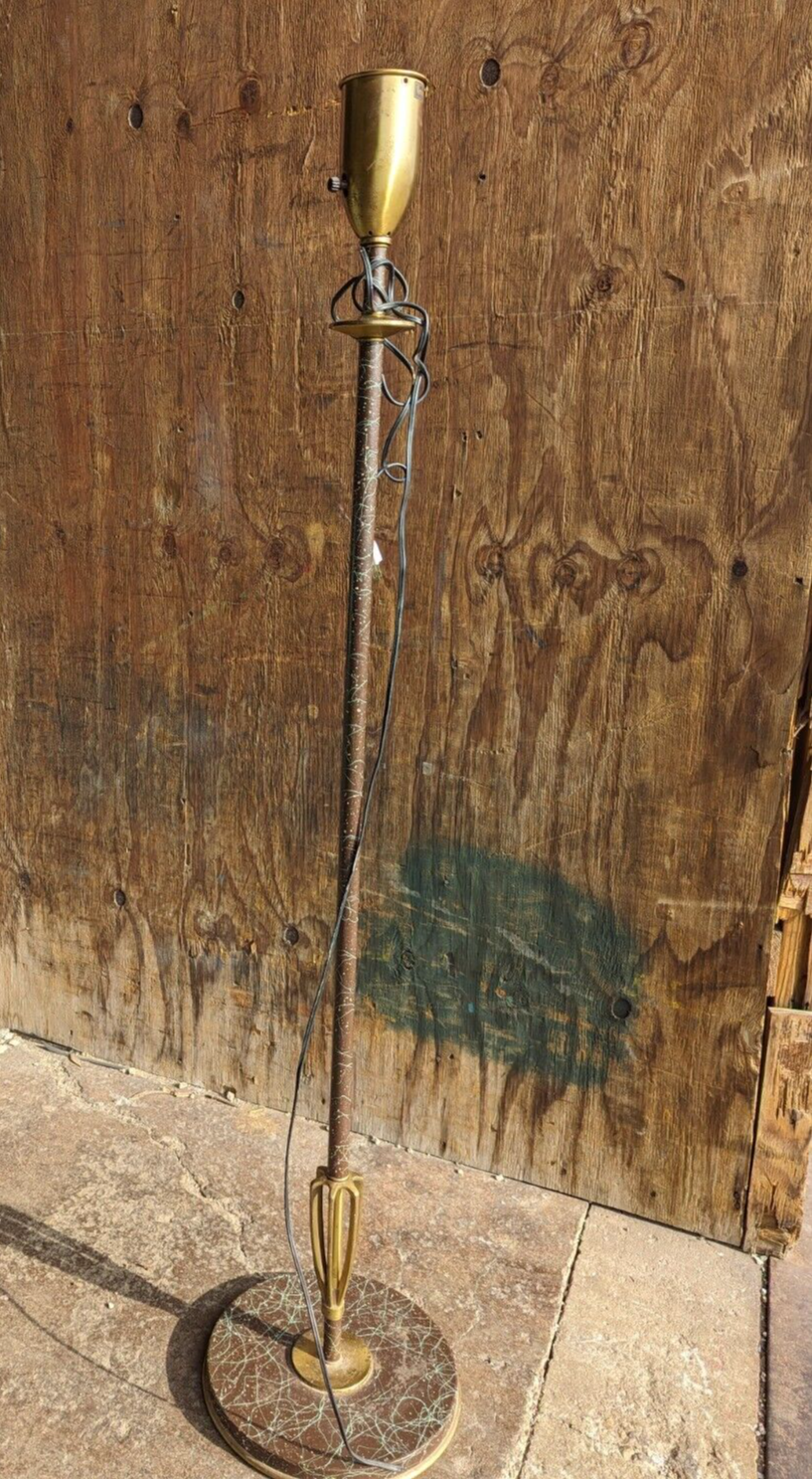 Vintage Rembrandt Lamp Company brass floor lamp with design on base
