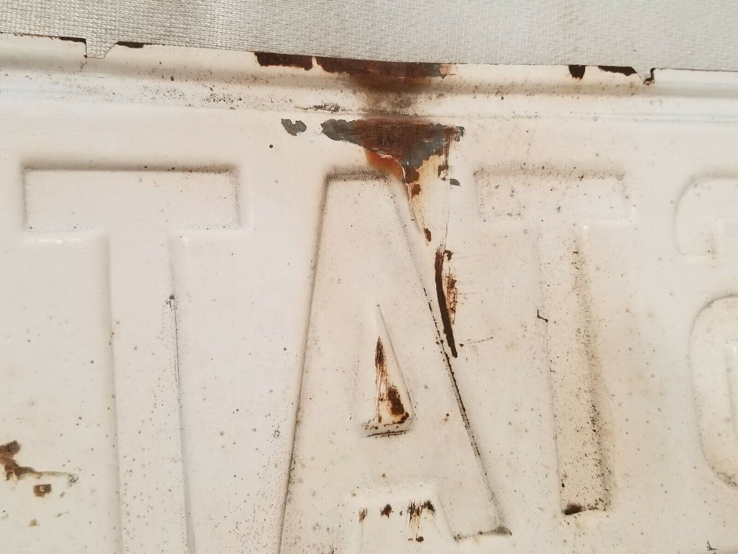 State Street Sign, North State, black and white, some rust, embossed