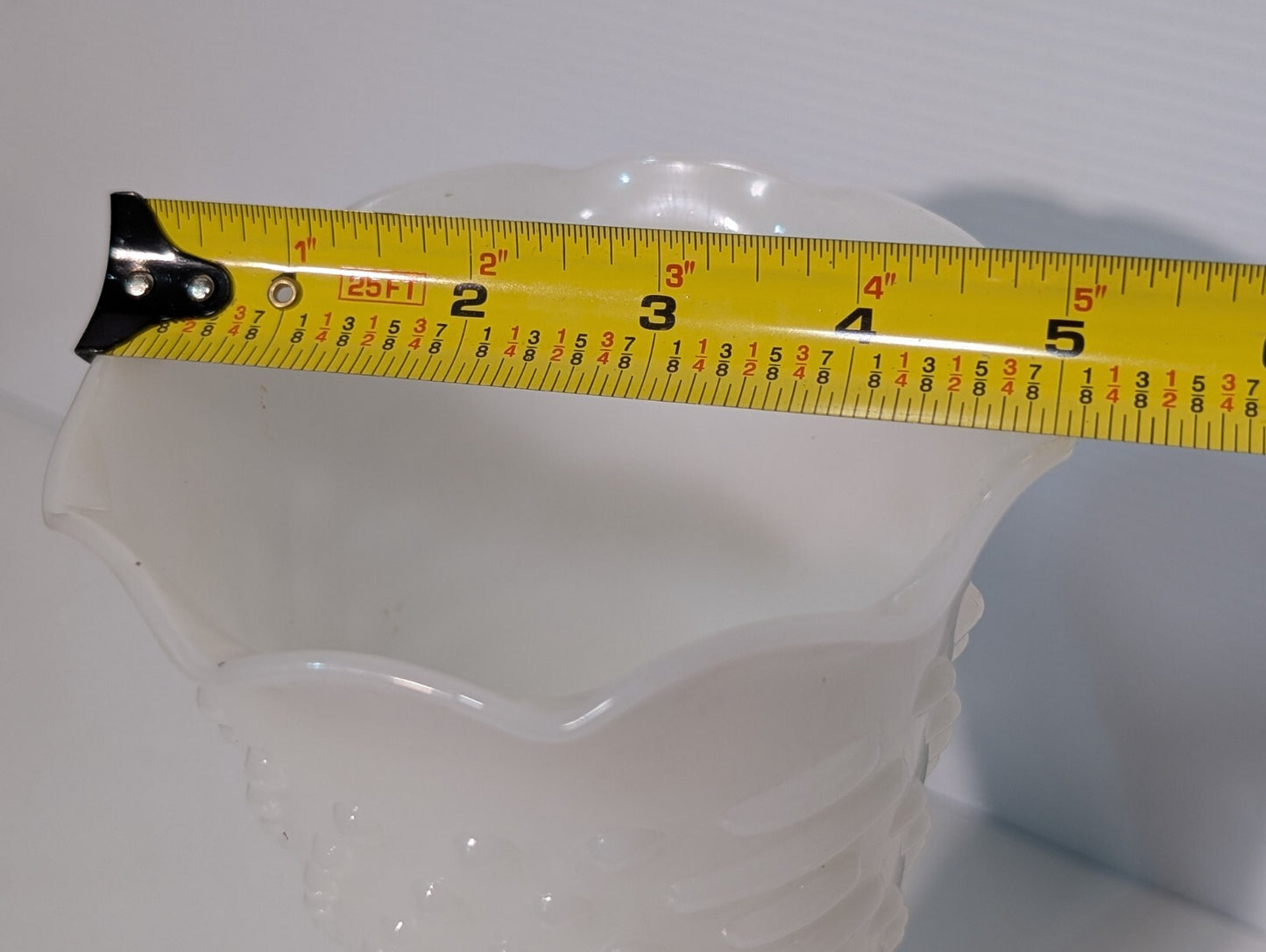 Vintage Anchor Hocking Milk Glass Hobnail Trumpet Vase Ruffled Scalloped Rim