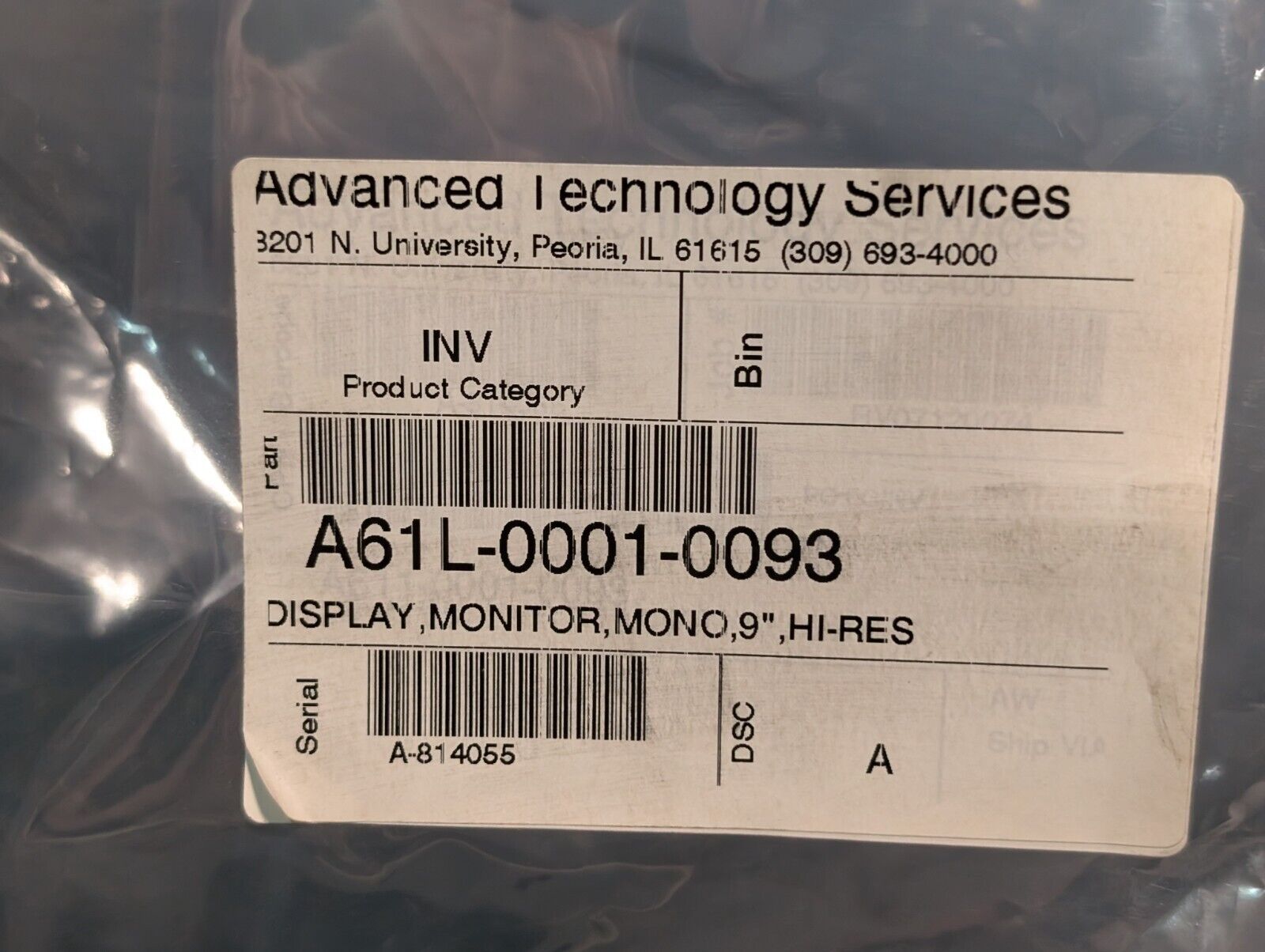 Totoku MDT947B-2B Panel Monitor, 9" Monochrome, A61L-0001-0093 - Free Ship