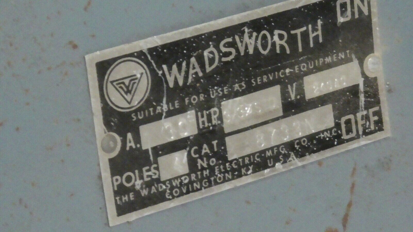 Wadsworth 8733N service disconnect, 30 Amp, 240 VAC, 4 poles