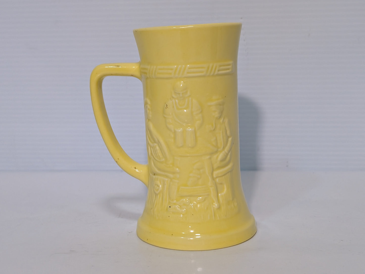 Vintage Yellow Glazed Beer Stein Coffee Mug Pub Federal Milk Glass