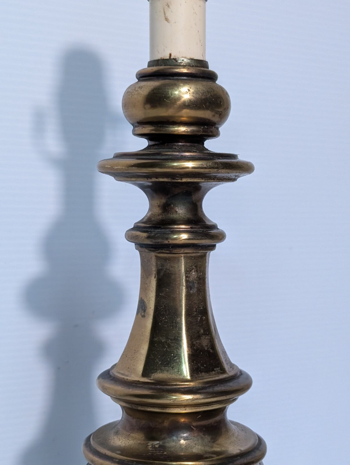 Vintage KMart Mid Century Modern Brass Table Lamp No Lamp Shade 19" Tall