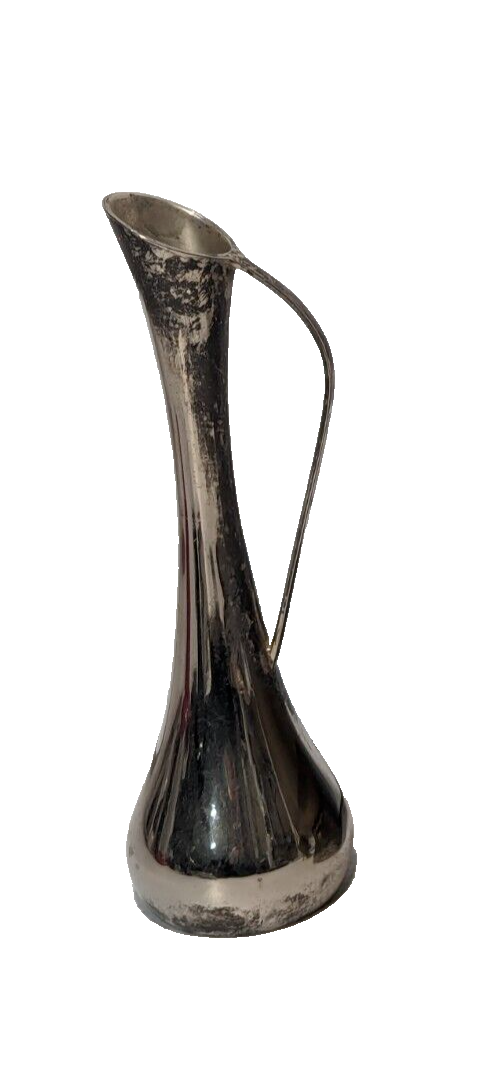 Silver Plate Bud Vase with handle, long and thin - Free Shipping