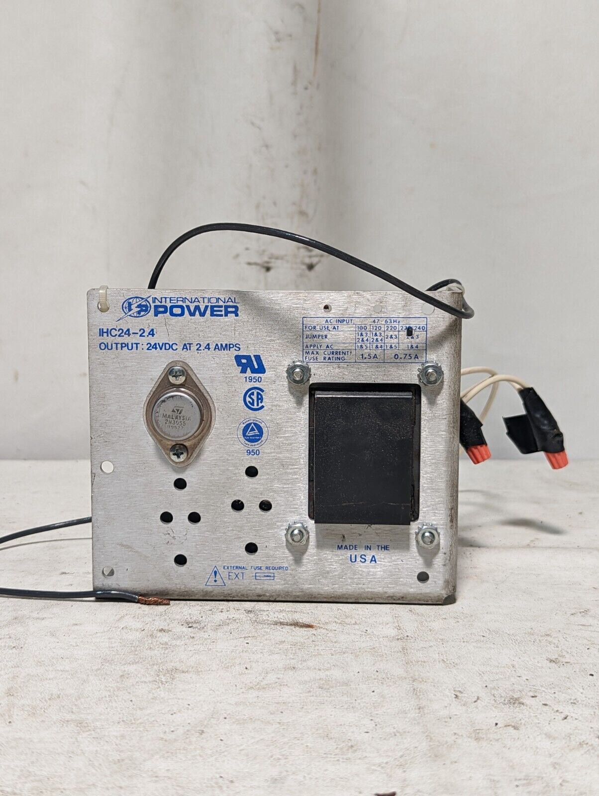 International Power IHC24-2.4 Power Supply AC 100-240 In, Output 24VDC, 2.4A