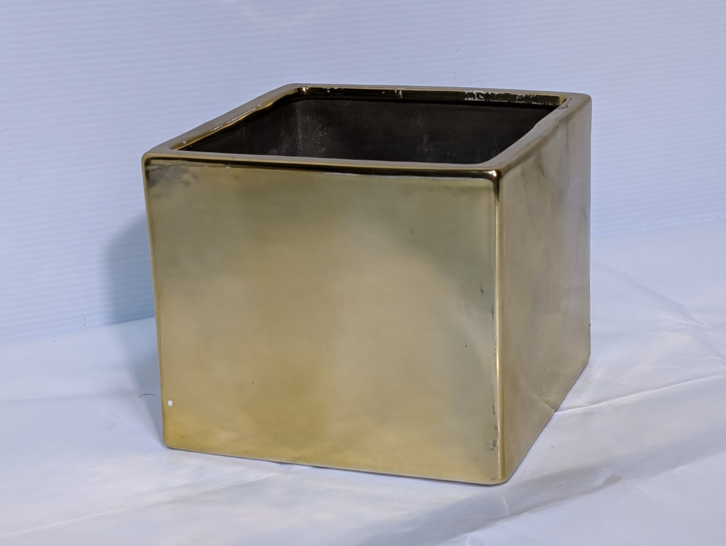 UCI Handcrafted Square Planter, Gold, 7.5" Wide x 7.5" Deep x 6.5" Tall