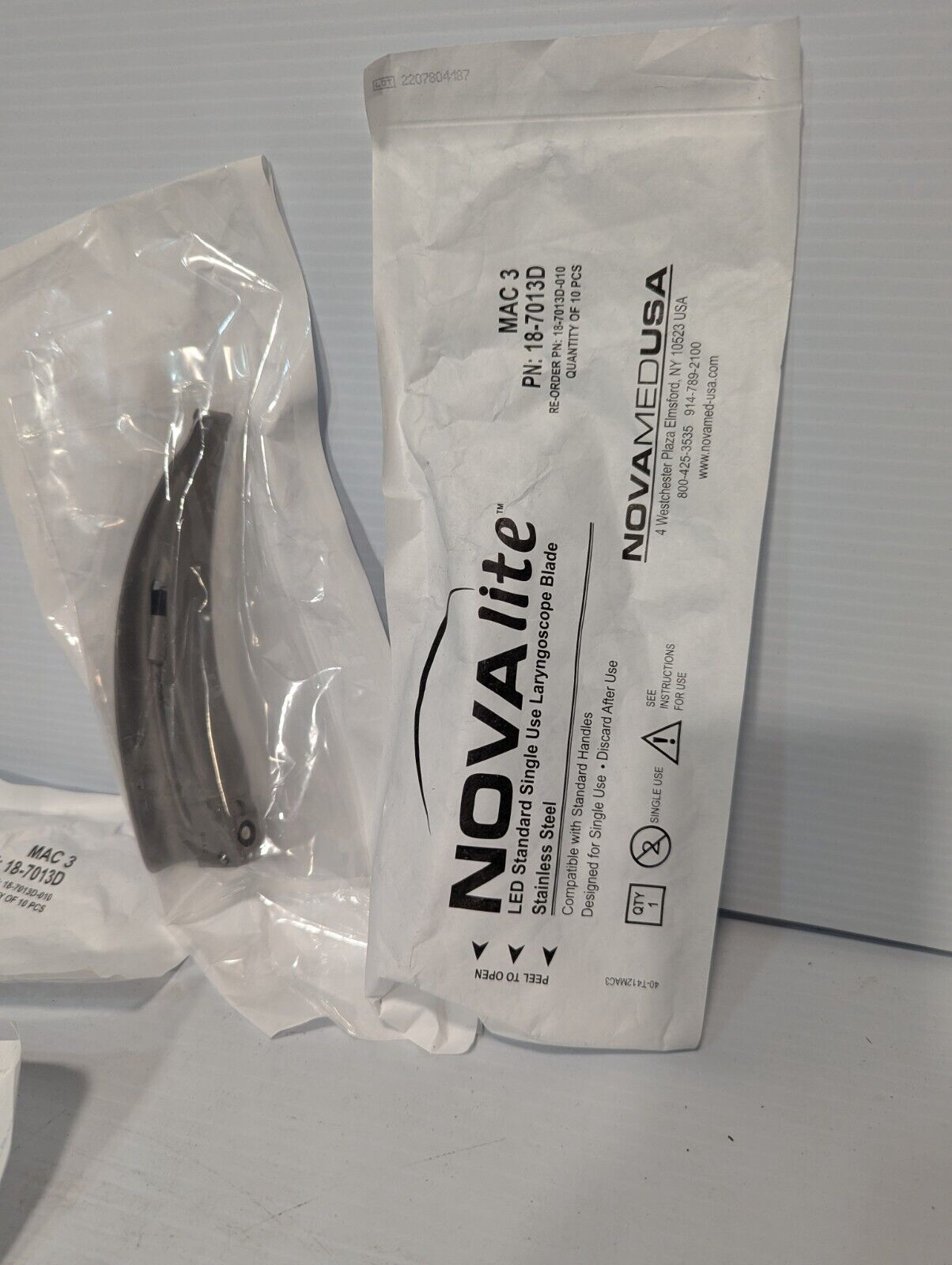 Lot of 5 NovaLite LED Single Use Laryngoscope Blades 18-7013D - Free Shipping