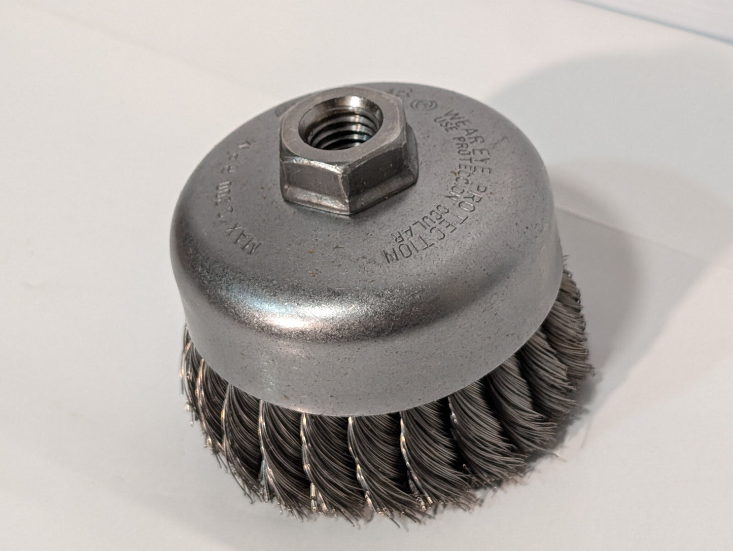 Weiler 12306 Single Row Wire Cup Brush, 4", .014 Wire, 5/8"-11 Nut, 10,200 RPM