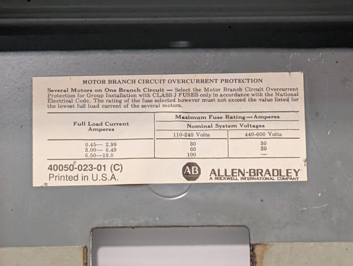 Allen Bradley 609-AAW Manual Starter in Encl. w\ 20A Hubbell Twist-Lock Recptcle