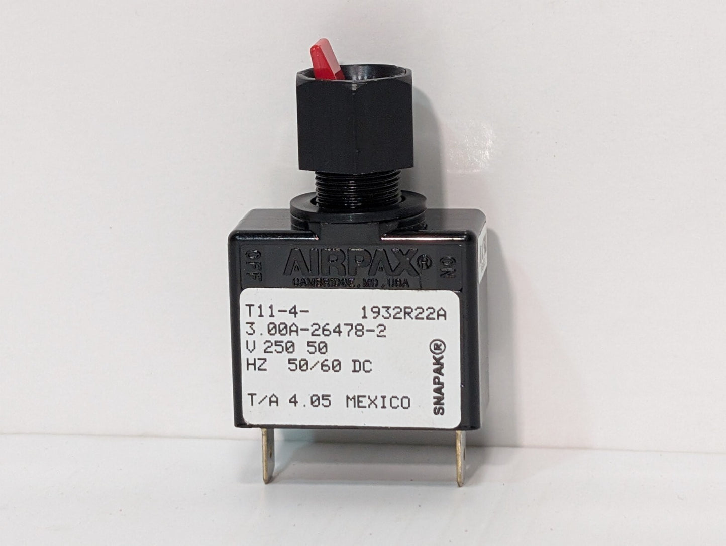 AIRPAX T11-4-3.00A-26478-2 Magnetic (Hydraulic Delay) Circuit Breaker, 3A, 1KA