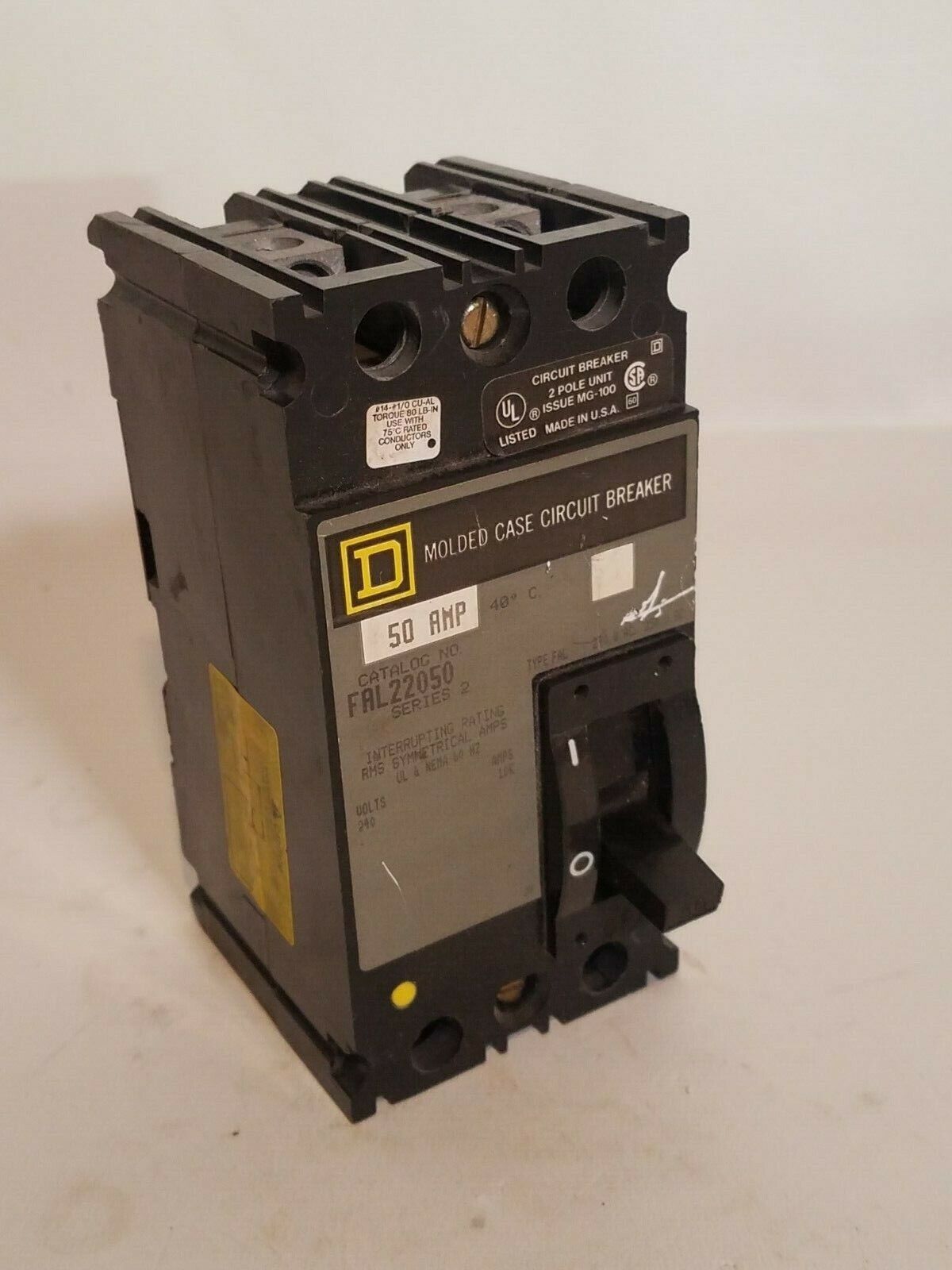 Square D FAL22050 Series 2 Circuit Breaker 2 Pole 50A 240VAC 250VDC