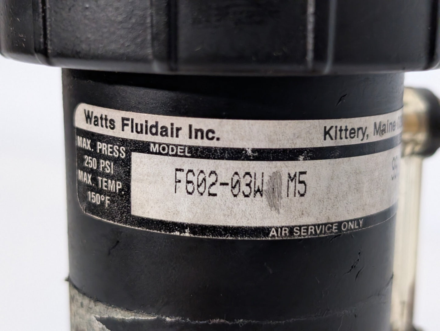 Watts Fluidair F602-03WJ M5 Pneumatic Filter, 250psi, 150º F Max Temp