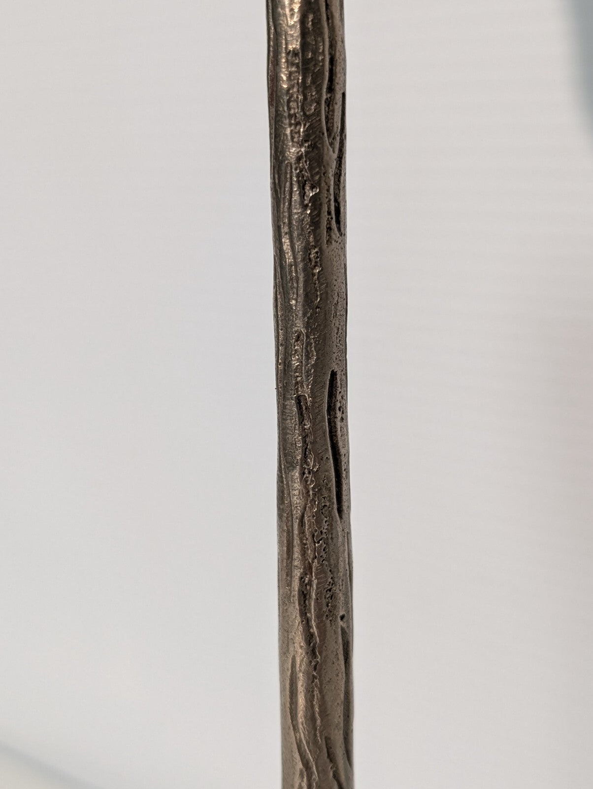 Vintage Silver Tree Bark Textured Candlestick Candle Holder 12.5" Tall