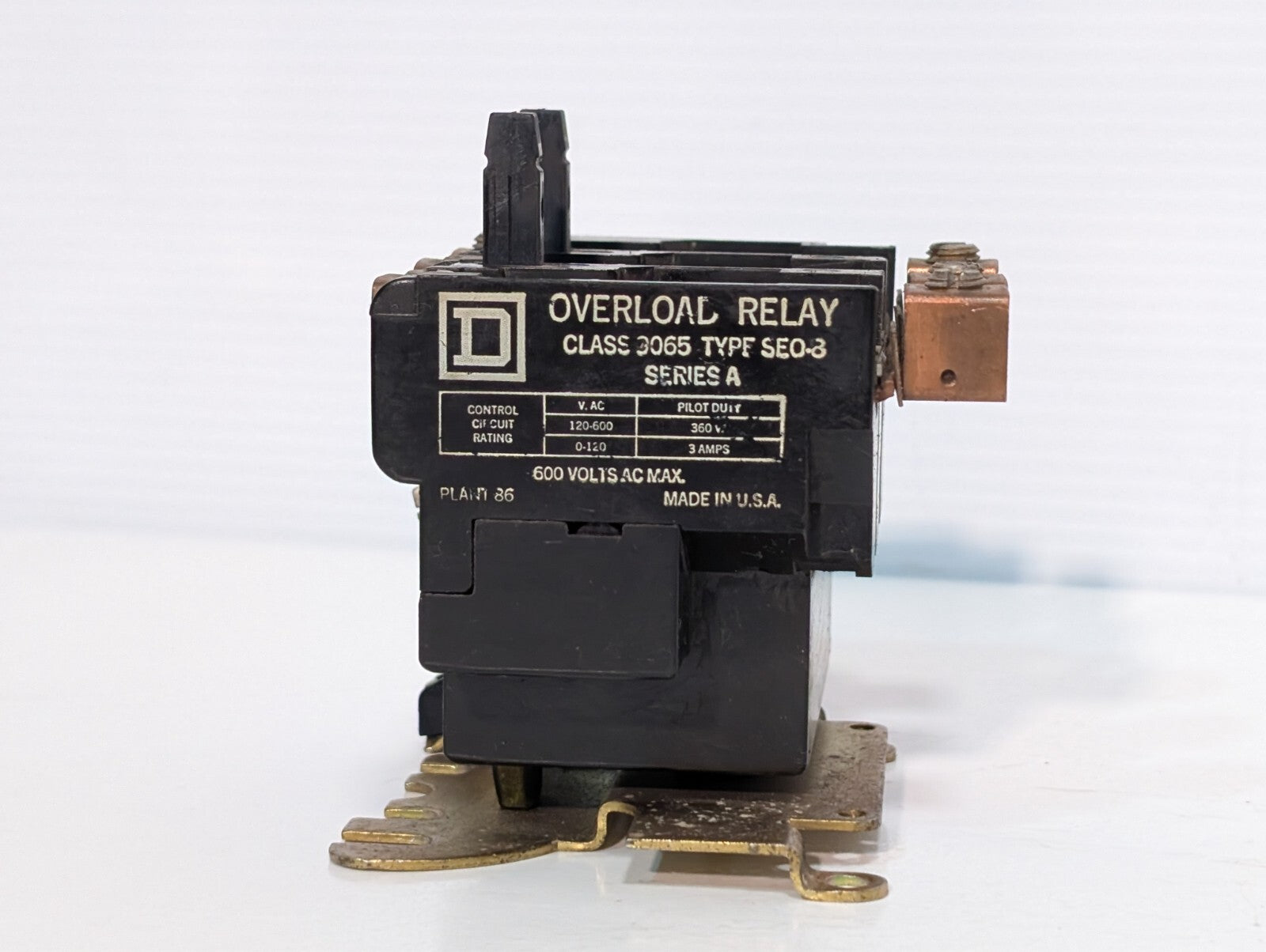 Square D Class 9065 Type SEO-8 Series A Overload Relay 600VAC