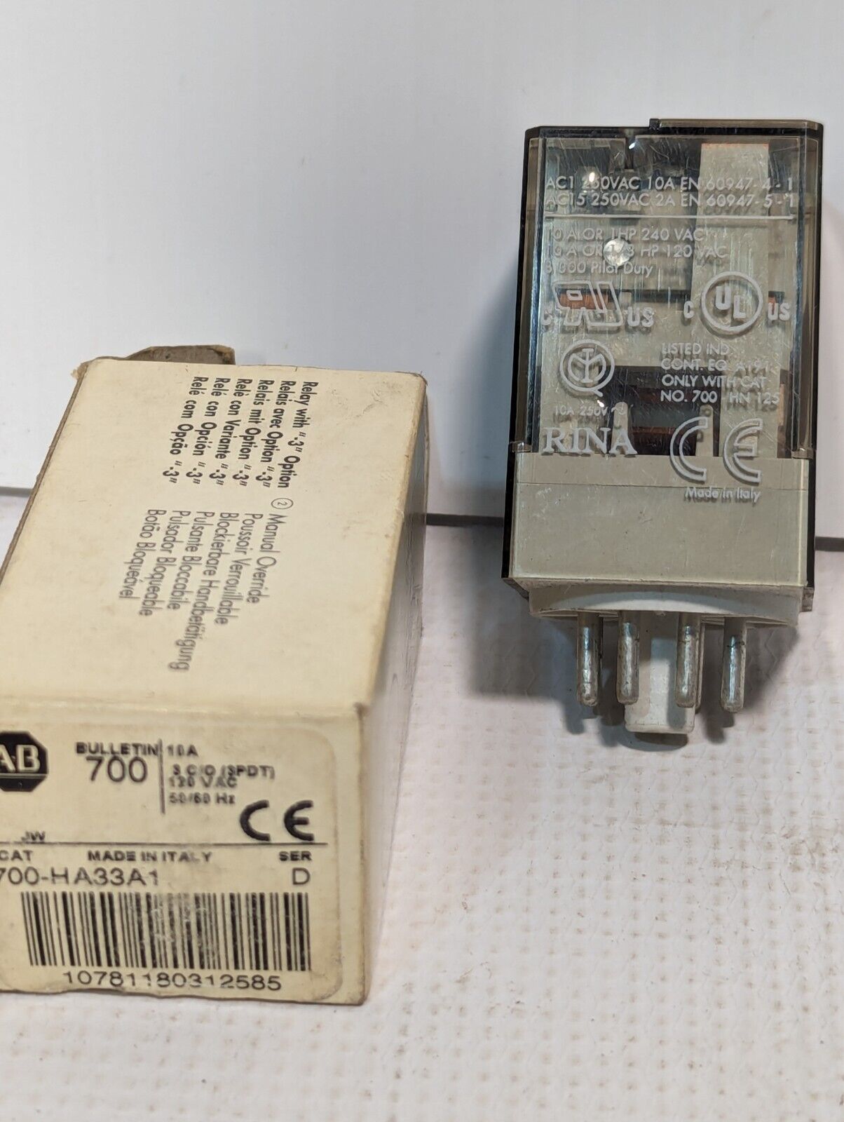 Allen Bradley 700-HA32A1-4 Relay, 120VAC 2 C/O (DPDT), 10A - Free Shipping