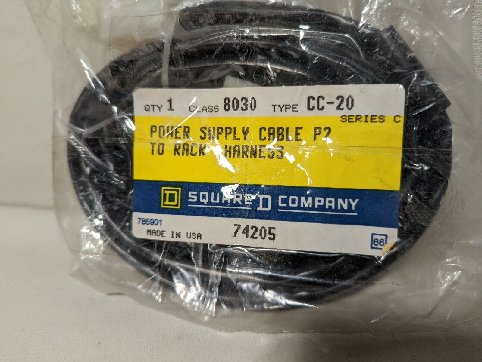 Square D 8030CC20 power supply cable P2 to rack harness, 74205